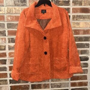 UbU Women’s Sz XL Rust Orange Waffle 5 Button Blazer Jacket Cardigan B14